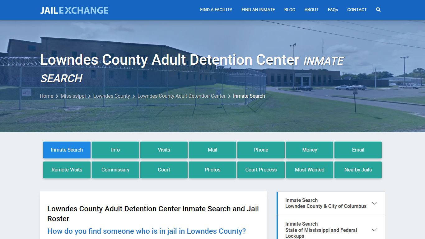 Lowndes County Adult Detention Center Inmate Search - Jail Exchange